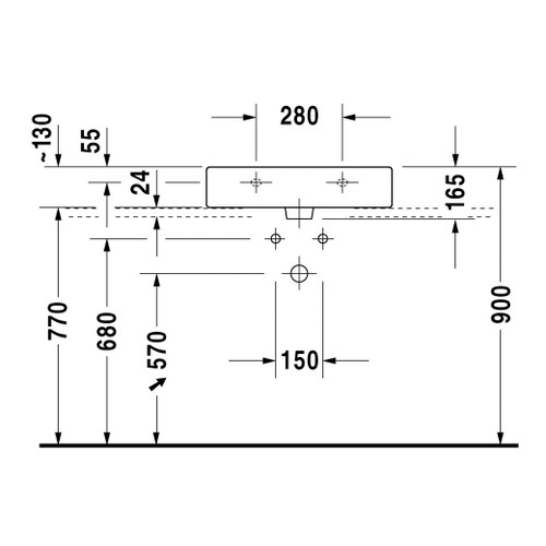 Immagine di Duravit VERO lavabo rettificato 60 cm, monoforo, con troppopieno, colore bianco 0454600027