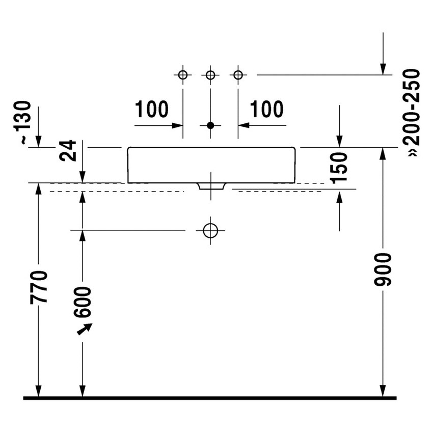 Immagine di Duravit VERO bacinella da appoggio soprapiano 60 cm, senza foro, con rettifica, senza troppopieno, colore bianco 0455600000