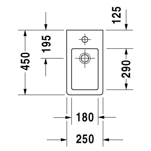 Immagine di Duravit VERO lavamani 25 cm, monoforo, con troppopieno, colore bianco 0702250000