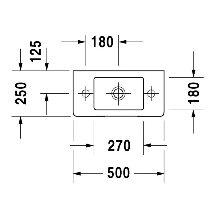 Immagine di Duravit VERO lavamani consolle 50 cm, con foro rubinetteria a destra, con troppopieno, WonderGliss, colore bianco 07035000081