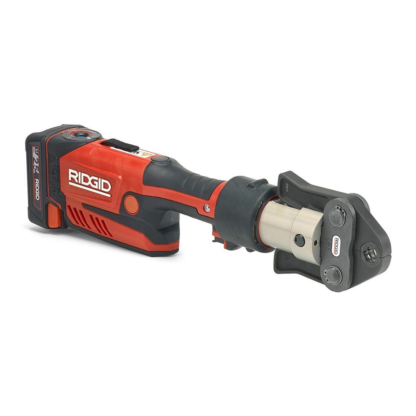 Immagine di Ridgid RP 351-B Pressatrice in linea a batteria completo di ganasce M 15-18-22 mm, caricabatterie rapido 220 V, batteria a Li-Ion 18 V 2.5 Ah e cassetta di trasporto 69838