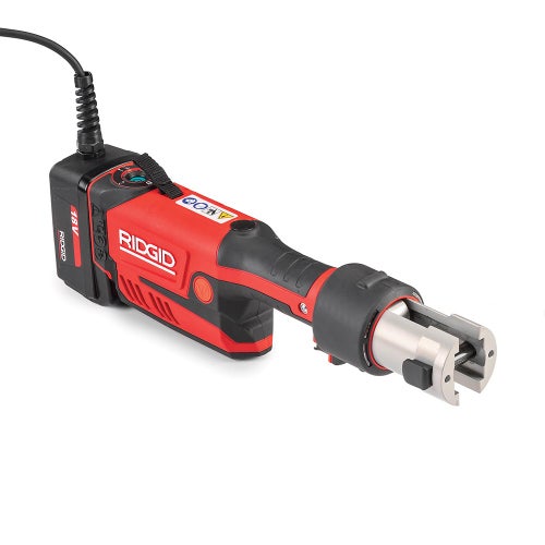 Immagine di Ridgid RP 351-C Pressatrice in linea con ganasce M 15-18-22 mm, con adattatore per alimentazione 220 V (con cavo da 5 m) e cassetta di trasporto + omaggio batteria 18 V 2.5 Ah e caricabatterie 69828+56513+56523