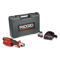 Immagine di Ridgid RP 241 Pressatrice in linea a batteria senza ganasce con caricabatterie veloce, 2 batterie Litio Advanced 12 V 2.5 Ah e cassetta 59188