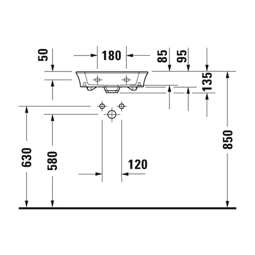 Immagine di Duravit WHITE TULIP lavamani consolle monoforo, senza troppopieno, con bordo per rubinetteria, colore bianco 0737450041