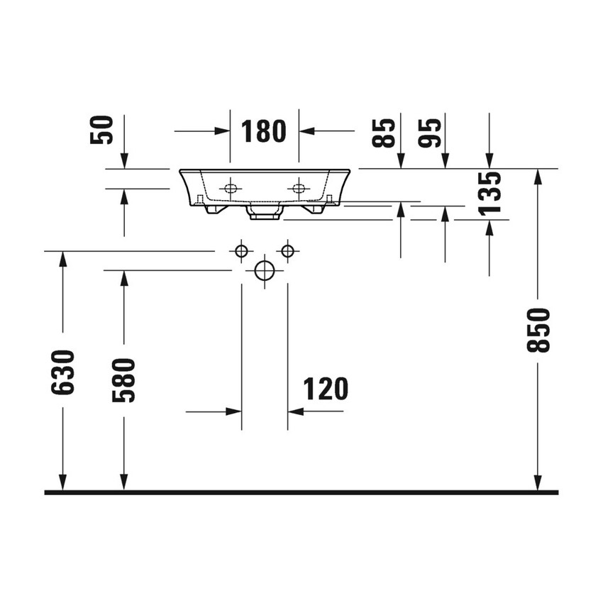 Immagine di Duravit WHITE TULIP lavamani consolle monoforo, senza troppopieno, con bordo per rubinetteria, colore bianco 0737450041