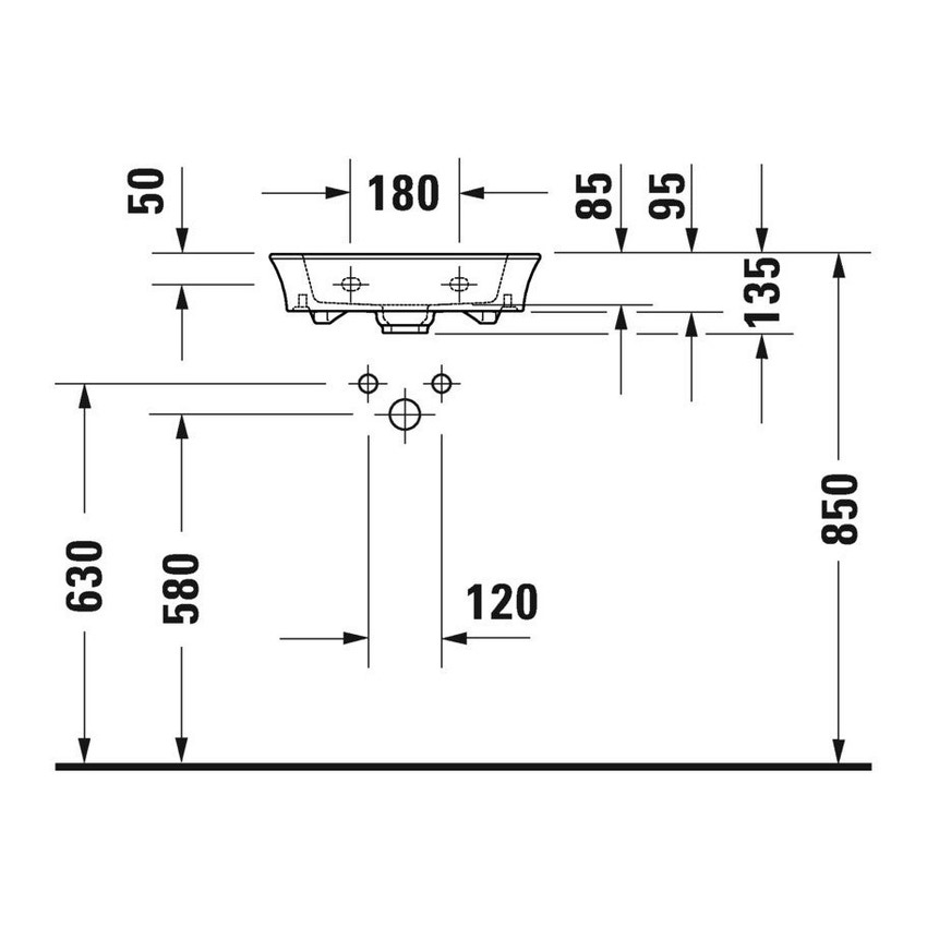 Immagine di Duravit WHITE TULIP lavamani consolle, senza troppopieno, con bordo per rubinetteria, Wondergliss, colore bianco 07374500701