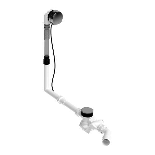 Immagine di Duravit Colonna di scarico con erogazione dal troppopieno Quadroval, per vasche con scarico centrale, finitura cromo 792203000001000