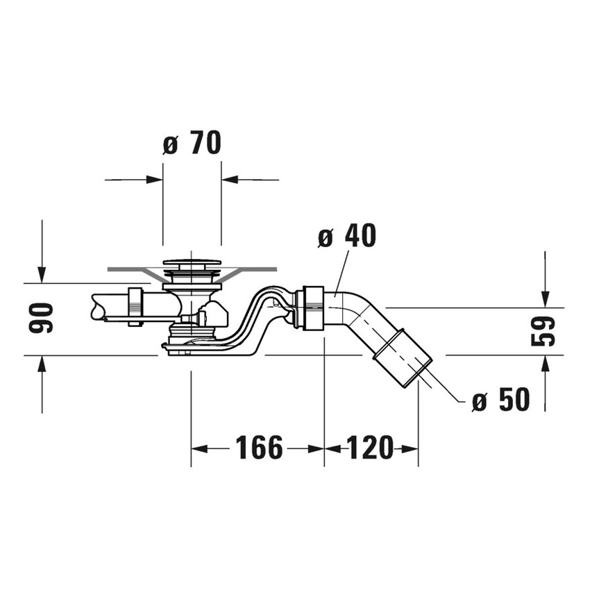 Immagine di Duravit Colonna di scarico con troppopieno Quadroval, per vasche con scarico laterale, finitura cromo 792200000001000