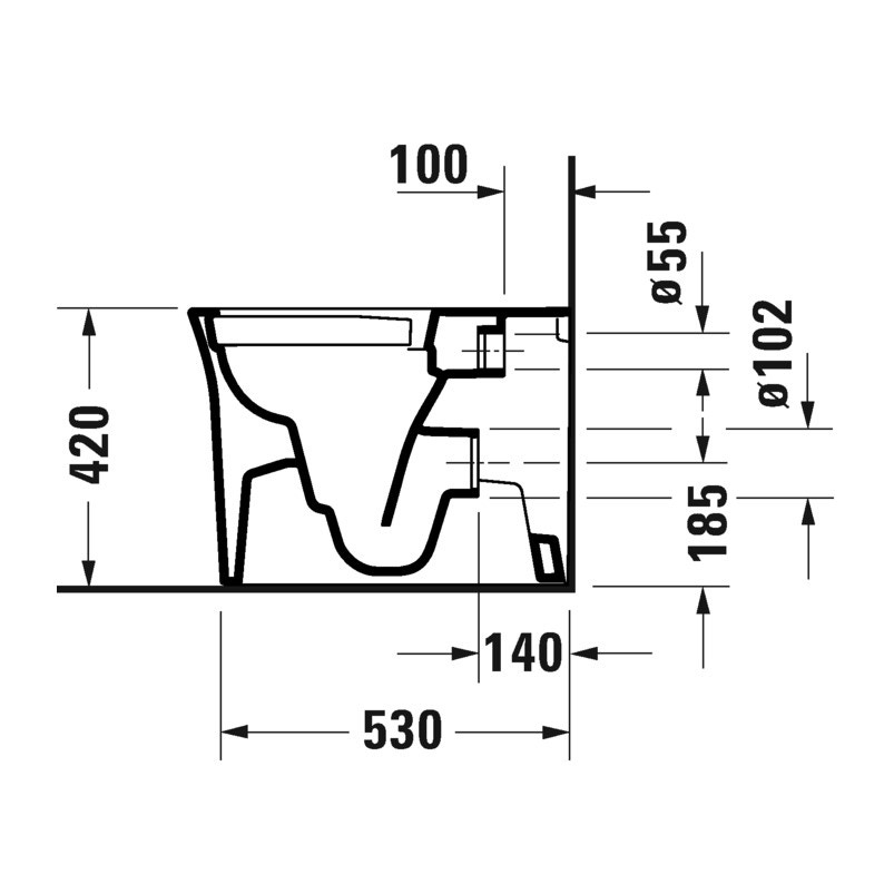 Immagine di Duravit WHITE TULIP vaso a pavimento, a filo parete, Rimless®, con scarico orizzontale, UWL classe 1, senza sedile, Wondergliss, colore bianco 20010900001