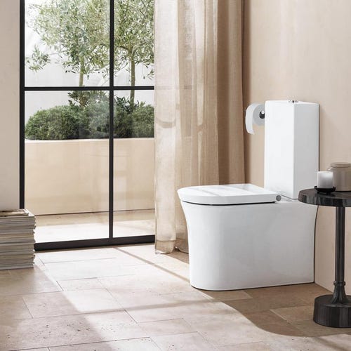 Immagine di Duravit WHITE TULIP vaso monoblocco a pavimento, per cassetta appoggiata non inclusa, Rimless®, UWL classe 1, senza sedile, colore bianco 2197090000