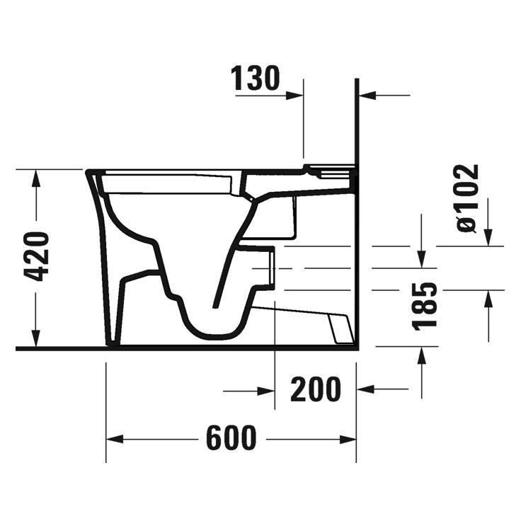 Immagine di Duravit WHITE TULIP vaso monoblocco a pavimento, per cassetta appoggiata non inclusa, Rimless®, UWL classe 1, senza sedile, colore bianco 2197090000