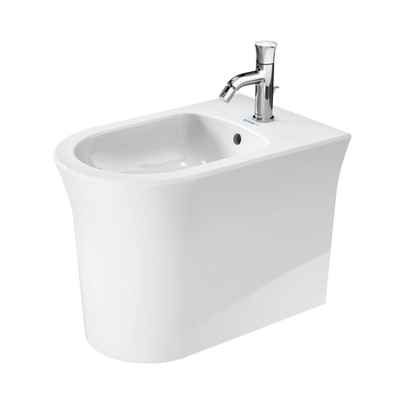 Immagine di Duravit WHITE TULIP bidet a pavimento, a filo parete, con troppopieno e bordo per rubinetteria, colore bianco 2293100000