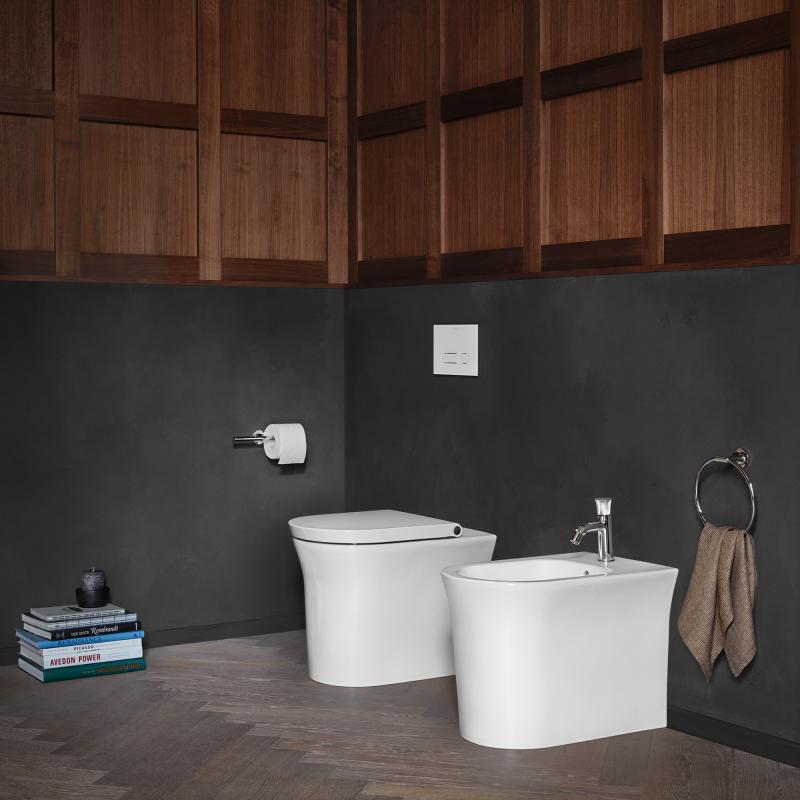 Immagine di Duravit WHITE TULIP bidet a pavimento, a filo parete, con troppopieno e bordo per rubinetteria, colore bianco 2293100000