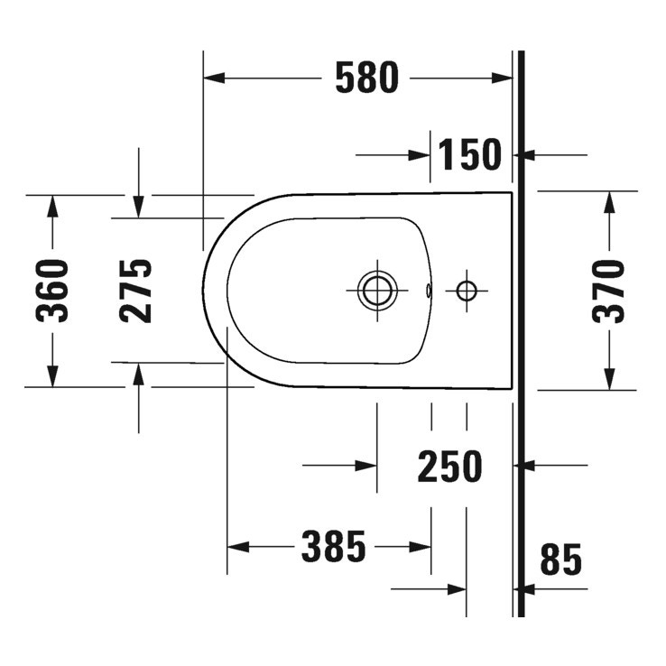 Immagine di Duravit WHITE TULIP bidet a pavimento, a filo parete, con troppopieno e bordo per rubinetteria, colore bianco 2293100000