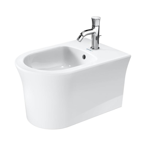 Immagine di Duravit WHITE TULIP bidet sospeso con troppopieno e bordo per rubinetteria, colore bianco 2293150000