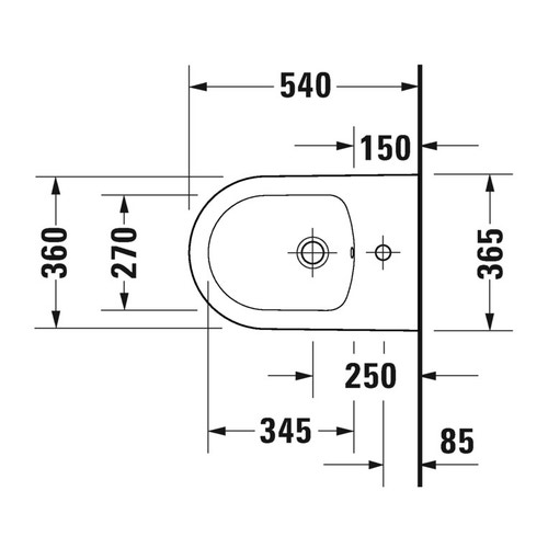 Immagine di Duravit WHITE TULIP bidet sospeso con troppopieno e bordo per rubinetteria, colore bianco 2293150000