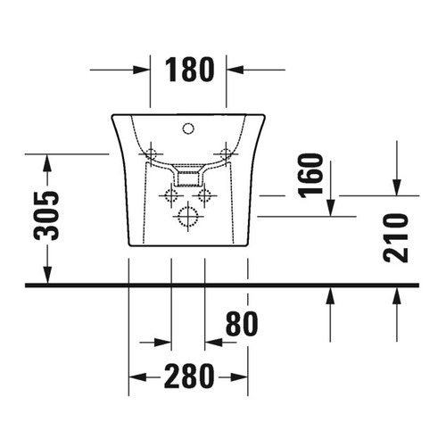 Immagine di Duravit WHITE TULIP bidet sospeso con troppopieno e bordo per rubinetteria, colore bianco 2293150000