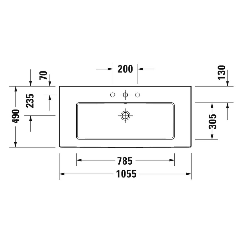 Immagine di Duravit WHITE TULIP lavabo consolle 105 cm, monoforo, con troppopieno e bordo per rubinetteria, colore bianco 2363100000