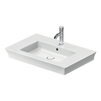 Immagine di Duravit WHITE TULIP lavabo consolle 75 cm, monoforo, con troppopieno e bordo per rubinetteria, colore bianco 2363750000