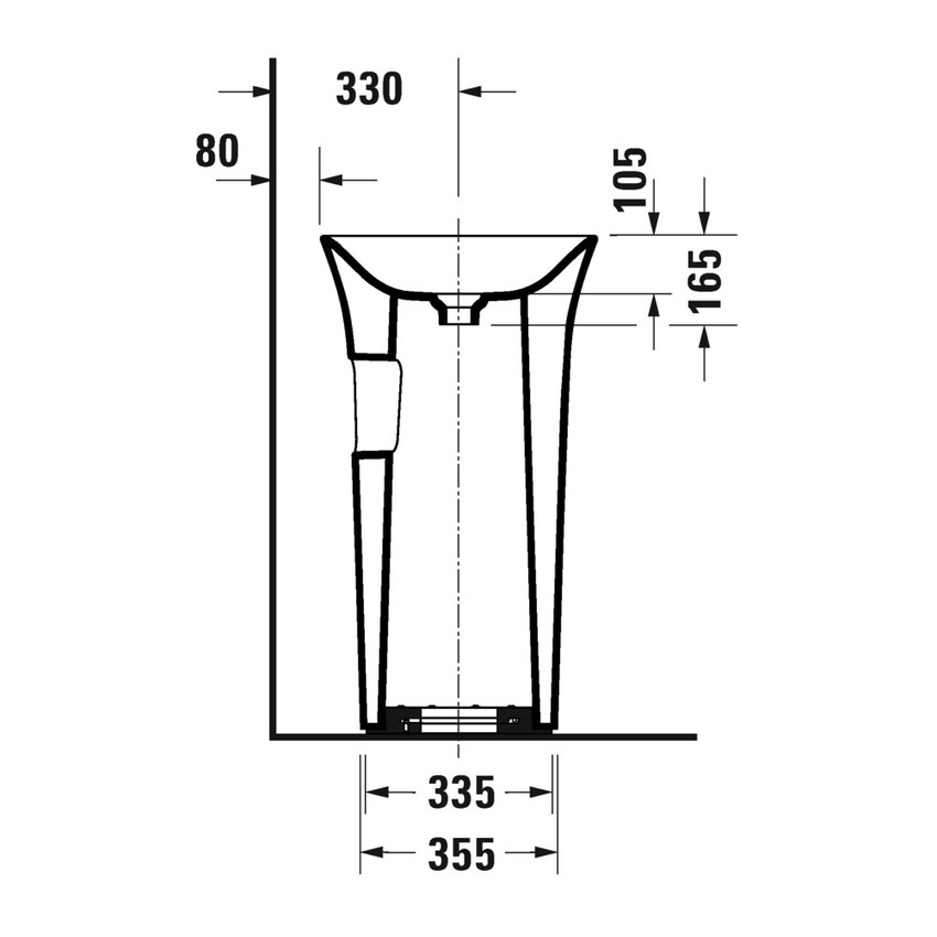 Immagine di Duravit WHITE TULIP lavabo freestanding Ø 50 cm, con rettifica, senza troppopieno, con apertura per allacciamento a parete, colore bianco 2702500070