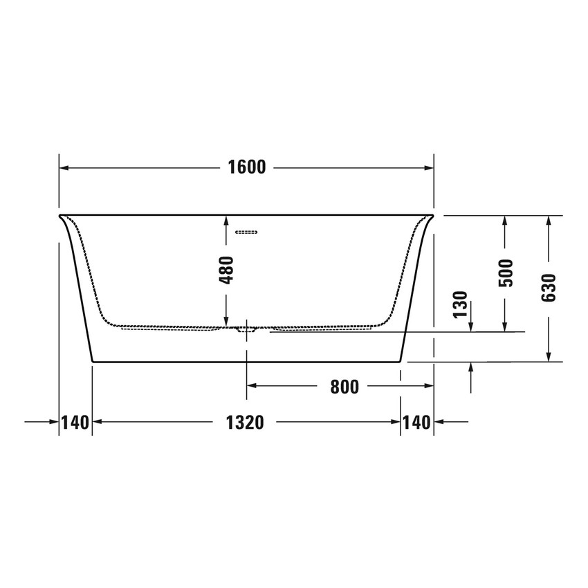 Immagine di Duravit WHITE TULIP vasca freestanding L.160 cm, con due schienali inclinati, con colonna di scarico speciale, colore bianco 700468000000000