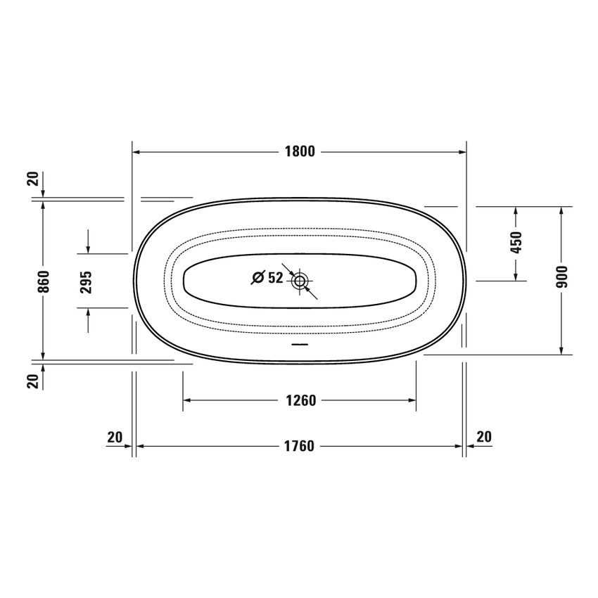 Immagine di Duravit WHITE TULIP vasca freestanding L.180 cm, con due schienali inclinati, con colonna di scarico speciale, colore bianco 700469000000000
