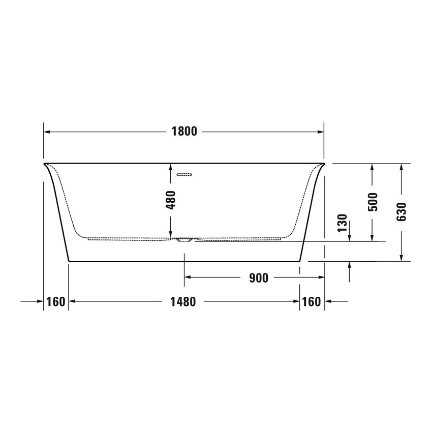 Immagine di Duravit WHITE TULIP vasca freestanding L.180 cm, con due schienali inclinati, con colonna di scarico speciale, colore bianco 700469000000000