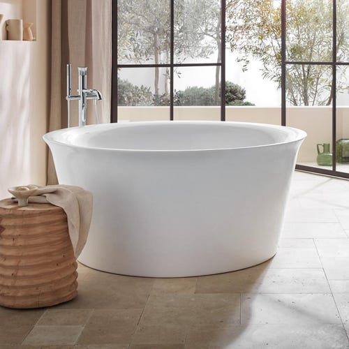 Immagine di Duravit WHITE TULIP vasca freestanding Ø 140 cm, con colonna di scarico speciale, colore bianco 700470000000000