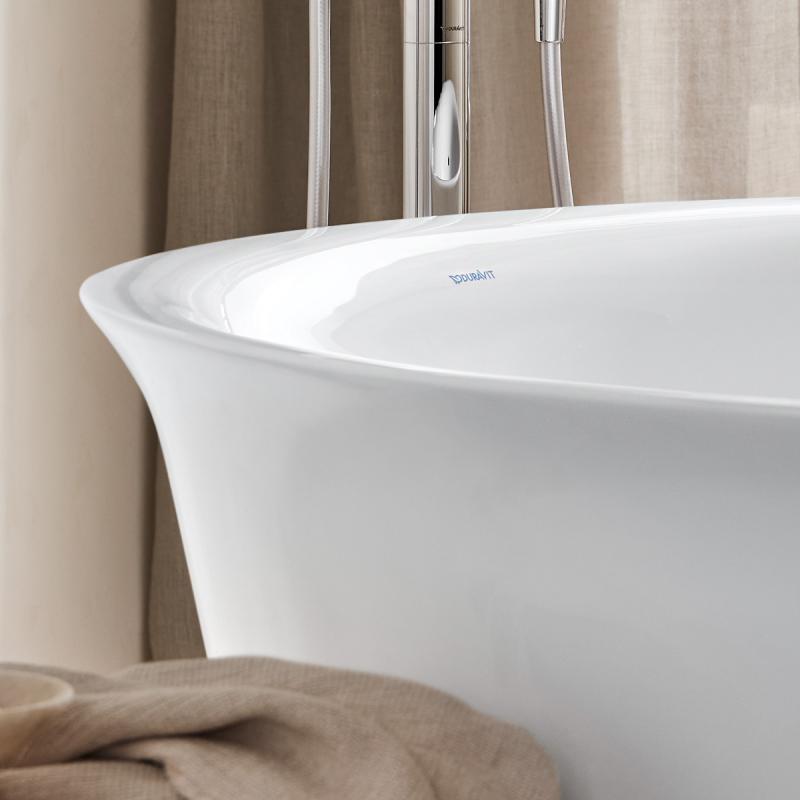 Immagine di Duravit WHITE TULIP vasca freestanding Ø 140 cm, con colonna di scarico speciale, colore bianco 700470000000000