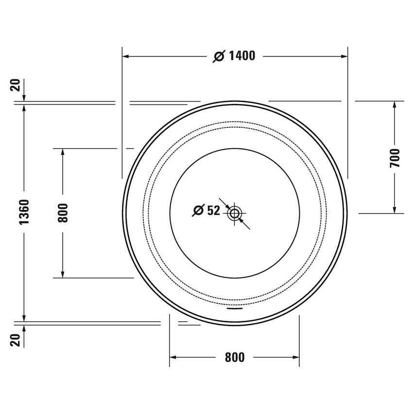 Immagine di Duravit WHITE TULIP vasca freestanding Ø 140 cm, con colonna di scarico speciale, colore bianco 700470000000000