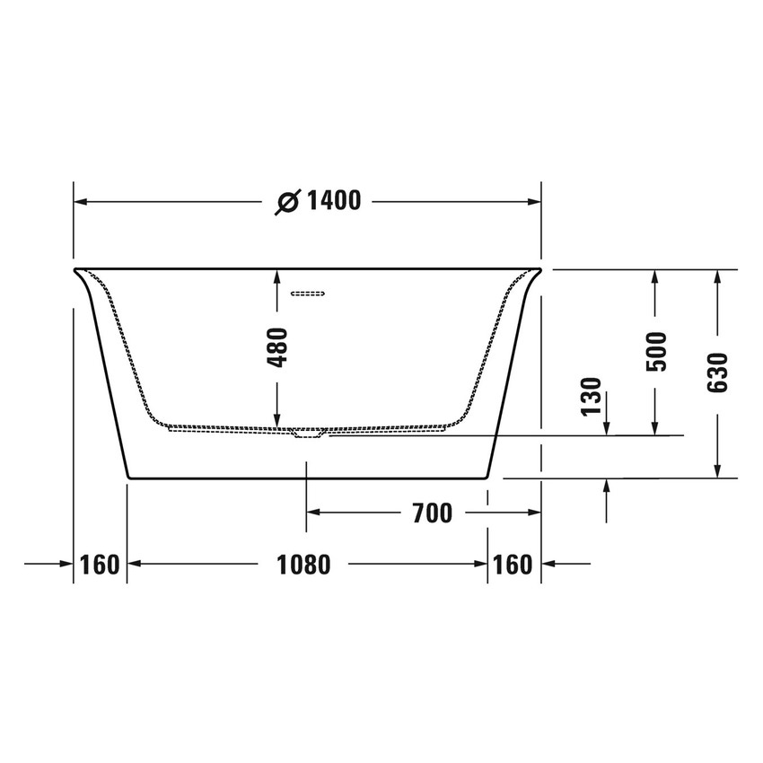 Immagine di Duravit WHITE TULIP vasca freestanding Ø 140 cm, con colonna di scarico speciale, colore bianco 700470000000000