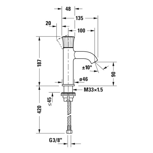 Immagine di Duravit WHITE TULIP miscelatore monocomando H.18.7 cm, per lavabo S, senza salterello, finitura cromo WT1010002010