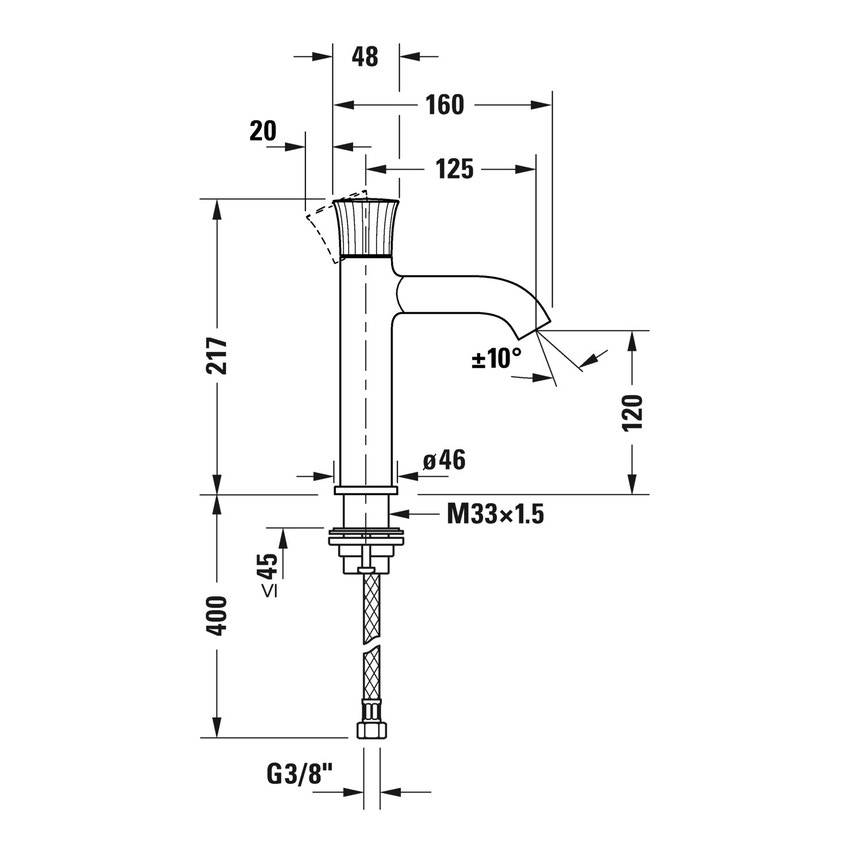 Immagine di Duravit WHITE TULIP miscelatore monocomando H.21.7 cm, per lavabo M, senza salterello, finitura cromo WT1020002010
