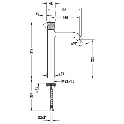 Immagine di Duravit WHITE TULIP miscelatore monocomando H.31.7 cm, per lavabo XL, senza salterello, finitura cromo WT1040002010