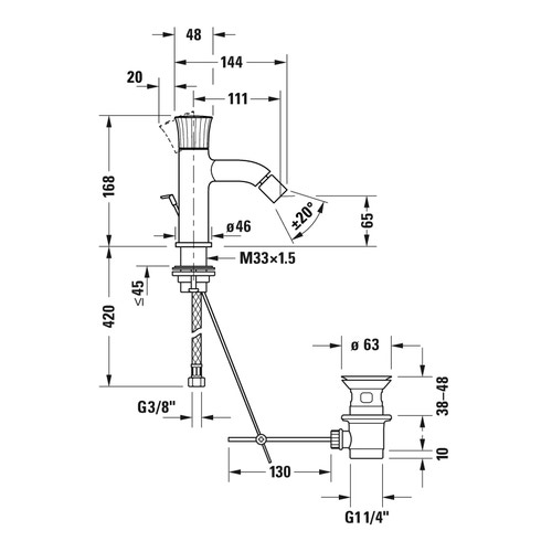 Immagine di Duravit WHITE TULIP miscelatore monocomando per bidet, con salterello, finitura cromo WT2400001010