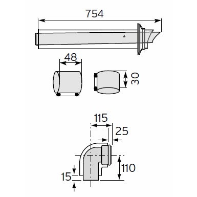 Immagine di Vaillant Terminale antivento con curva 87° 80/125mm 303209