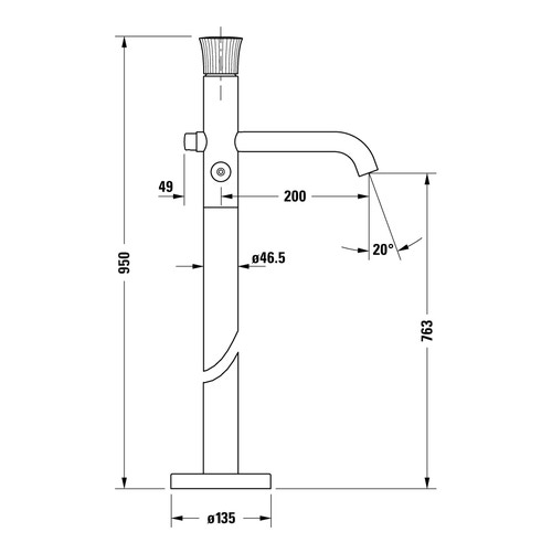 Immagine di Duravit WHITE TULIP miscelatore monocomando freestanding per vasca, con deviatore, corpo incasso da ordinare separatamente, finitura cromo WT5250000010