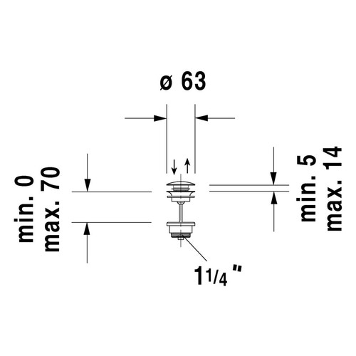Immagine di Duravit Piletta Stop&Go per lavabi con troppopieno, finitura cromo 0050521000