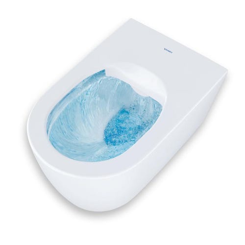 Immagine di Duravit WHITE TULIP vaso sospeso HygieneFlush, senza brida, con flusso di acqua circolare, senza sedile, UWL classe 1, Hygieneglaze, colore bianco 2576092000
