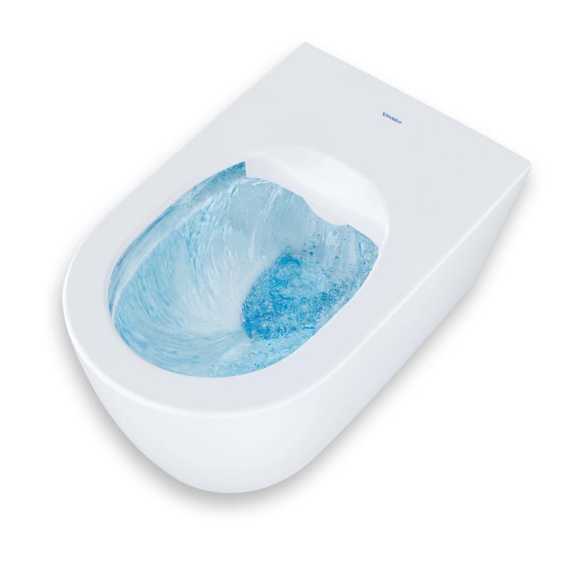 Immagine di Duravit WHITE TULIP vaso sospeso HygieneFlush, senza brida, con flusso di acqua circolare, senza sedile, UWL classe 1, Hygieneglaze, colore bianco 2576092000