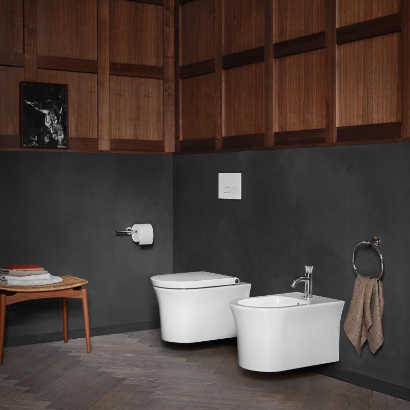 Immagine di Duravit WHITE TULIP vaso sospeso HygieneFlush, senza brida, con flusso di acqua circolare, senza sedile, UWL classe 1, Hygieneglaze, colore bianco 2576092000