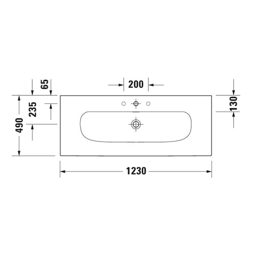 Immagine di Duravit VIU lavabo consolle 123 cm, con troppopieno, lato inferiore smaltato, colore bianco 2344120058