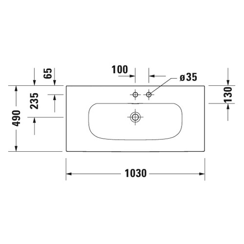 Immagine di Duravit VIU lavabo consolle 103 cm, con troppopieno, lato inferiore smaltato, colore bianco 2344100060