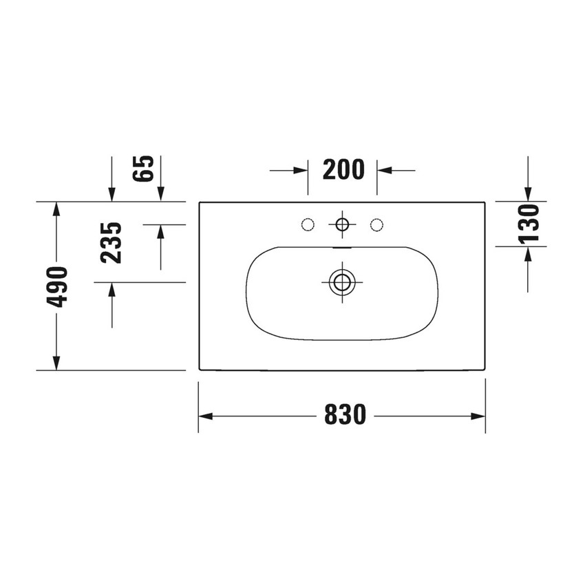 Immagine di Duravit VIU lavabo consolle 83 cm, con troppopieno, lato inferiore smaltato, WonderGliss, colore bianco 23448300601