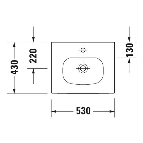 Immagine di Duravit VIU lavamani consolle 53 cm, monoforo, con troppopieno, con bordo per rubinetteria, lato inferiore smaltato, colore bianco 2344530000