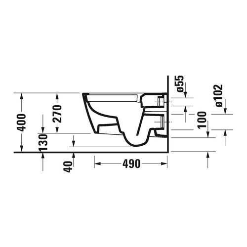 Immagine di Duravit VIU vaso sospeso Rimless® a cacciata, senza brida, senza sedile, capacità di acqua di risciacquo 4,5 l, UWL classe 1, colore bianco 2511090000
