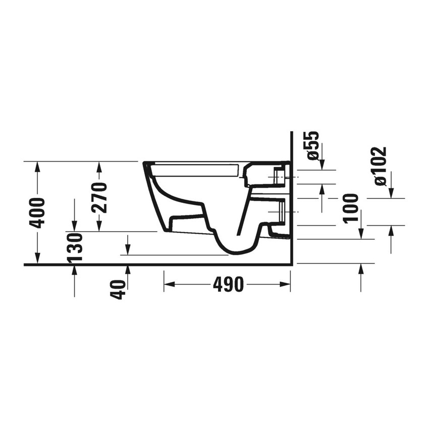 Immagine di Duravit VIU vaso sospeso Rimless® a cacciata, senza brida, senza sedile, capacità di acqua di risciacquo 4,5 l, UWL classe 1, colore bianco 2511090000