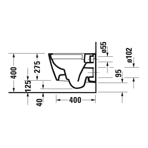 Immagine di Duravit VIU vaso sospeso Compact Rimless® a cacciata, senza brida, senza sedile, capacità di acqua di risciacquo 4,5 l, UWL classe 1, colore bianco 2573090000