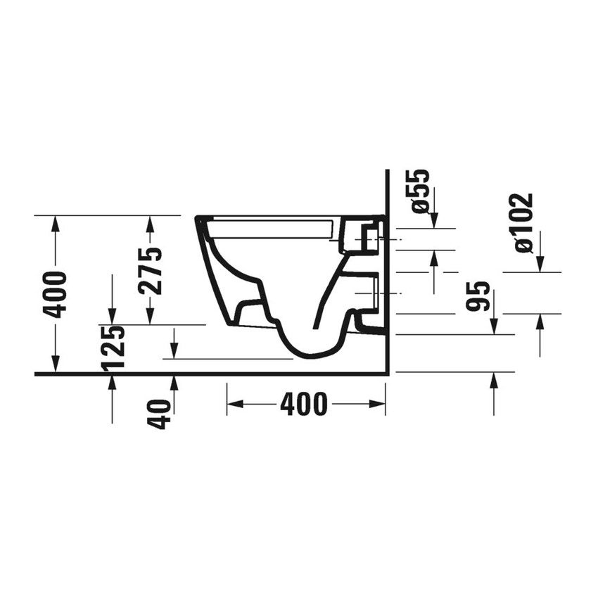 Immagine di Duravit VIU vaso sospeso Compact Rimless® a cacciata, senza brida, senza sedile, capacità di acqua di risciacquo 4,5 l, UWL classe 1, colore bianco 2573090000