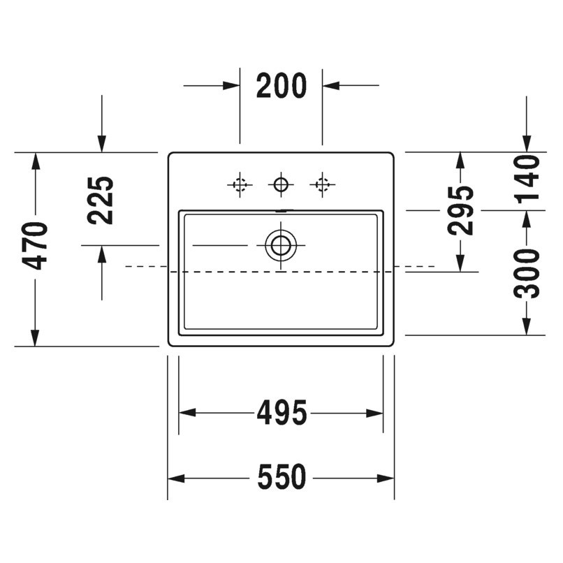 Immagine di Duravit VERO AIR lavabo semincasso 55 cm, senza foro per rubinetteria, con troppopieno, con bordo per rubinetteria, colore bianco 0382550060